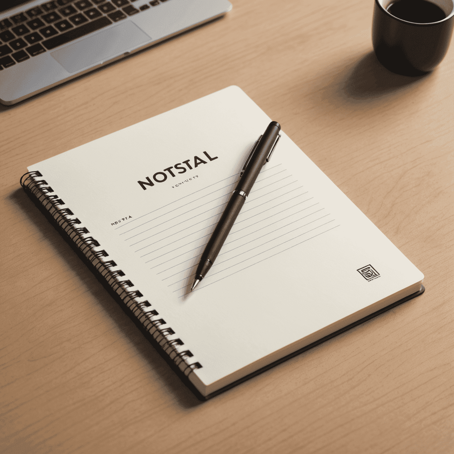 Aiworkspacehome logo - a minimalist design featuring a stylized notebook with a smart pen